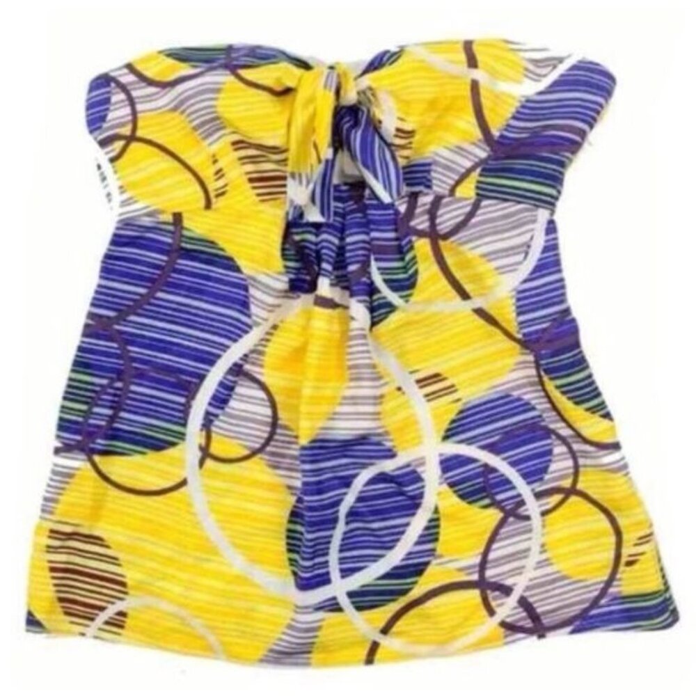 Vintage Y2K Cynthia Vincent Sleeveless Colorful Silk Sweetheart Strapless Top - Picture 2 of 6